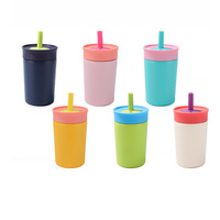 Termo Infantil Personalizado al por Mayor para la Escuela, Vaso de Viaje de Acero Inoxidable de 12 oz con Tapa Antiderrames y Pajita Flexible
