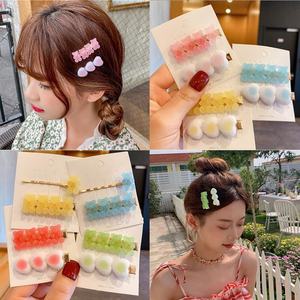 Nette Kristall Haars pange Bobby Haarnadel Set Herz Metall Ente Bill Haarnadel Haars pange Candy Jelly Teddy Gummibärchen Harz Haars pangen - Product Image 2