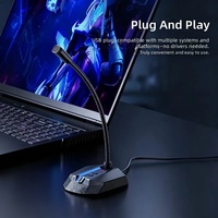 Micrófono para juegos ENC con cancelación de ruido ambiental, micrófono USB con iluminación LED, micrófono en vivo de voz clara ajustable en 360 grados