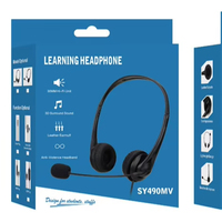 Casque de communication SY490MV double oreille avec serre-tête réglable et basses ultra profondes, haut-parleur 32 mm pour le travail de bureau