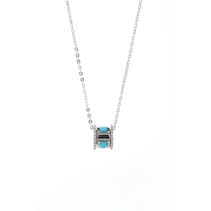 LONGFENG SSXL-21 CMA Certifié S925 Argent Bijoux de Fête Unisexe Véritable Naturel Turquoise Chaîne à Maillons Géométrique Motif Mignon - Product Image 3
