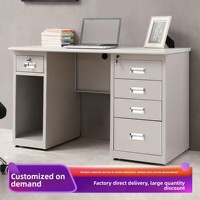 Poste de travail en forme de barre, moderne et minimaliste, en acier sur mesure, avec bureau, bibliothèque verrouillable et rangement, pour usage financier/informatique