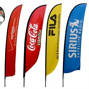 Bandiere di piume da spiaggia in poliestere volante all'aperto bandiera da 4.5m bandiera pubblicitaria stampata su entrambi i lati
