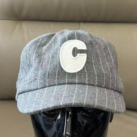 Casquette Snapback Vintage Personnalisée Non Structurée à 5 Panneaux, Visière Courte 5,5 cm, Rayures en Laine, Patch Brodé 3D, Sangle Métallique