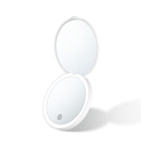 Miroir de poche compact à pli cosmétique en plastique ABS avec lumière LED Miroir de maquillage portable rond personnalisé à la mode