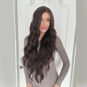 Giao Hàng Nhanh Tóc Giả Tổng Hợp Màu Nâu Đen Ren Tổng Hợp Phía Trước Tóc Giả Dài Lượn Sóng Ren Tóc Giả Chịu Nhiệt Mật Độ Cao - Product Image 3