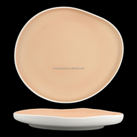 26 Ensembles de Vaisselle en Céramique Forme Galet, Service de Table en Porcelaine Abricot, Assiettes Plates, Assiettes Creuses, Bols pour Restaurant