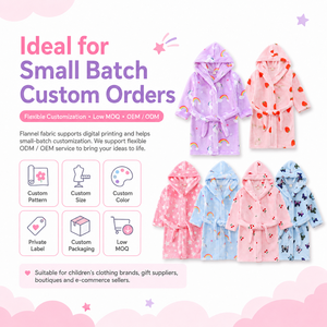 <span class=keywords><strong>Accappatoio</strong></span> in Flanella per Bambini OEM ODM, Morbido e Caldo con Cappuccio e Stampe Carine, Abbigliamento da Casa Autunnale - Product Image 4