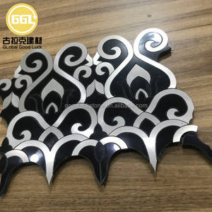 กระเบื้องโมเสคหินอ่อนสีดำผสมสแตนเลสแบบพิเศษ สามารถใช้สำหรับตกแต่งผนังทางเข้าบาร์ - Product Image 5