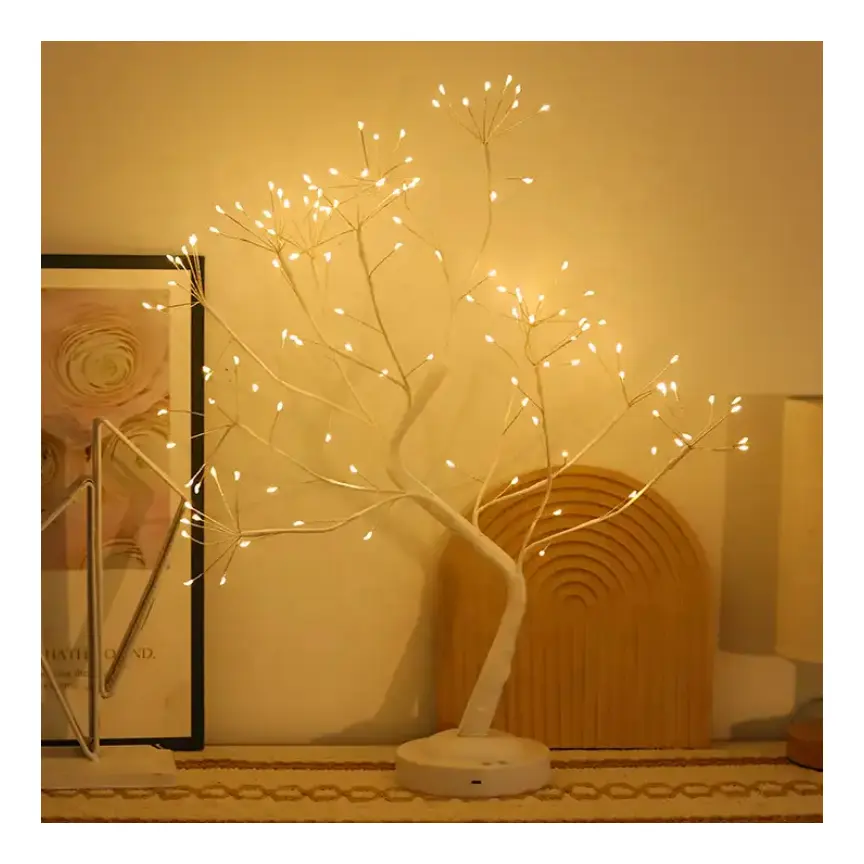 108 LED Artificial Tree Light Copper Wire String Fairy Spirit Night Light Battery/USB Operated for Bedroom Desktop Christmas