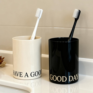 Ceramic <b>Toothbrush</b> Cup Set Double <b>Holder</b> Eco-Friendly Letter Design For Bathroom Use - Product Image 1