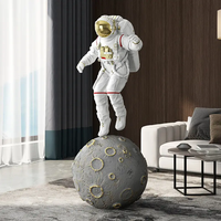 ECOJAS Statue d'astronaute personnalisée en résine de fibre de verre, décor de statue de maison, figurine d'astronaute grandeur nature de 130cm