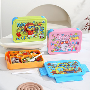 Cartoon Childrens Bento <b>Box</b> With Compartment Sealed Lunchbox <b>Microwaveable</b> Eco Friendly For School Kids - Product Image 2