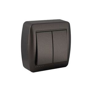 Interruptor de superficie doble 10AX 250V, permite controlar dos puntos de luz desde un solo lugar, ideal para hogares y... - Product Image 1