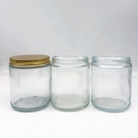 Stoples lilin bulat bening sisi lurus kosong, 60ml 120ml 250ml dengan tutup logam aluminium emas hitam, toples kaca lilin transparan
