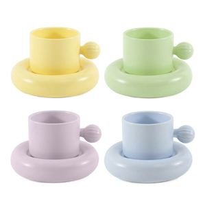 Nordic Style Ins Chubby Coffee Saucer Set Reusable Tea Milk Ceramic Mug With Plate - Product Image 1
