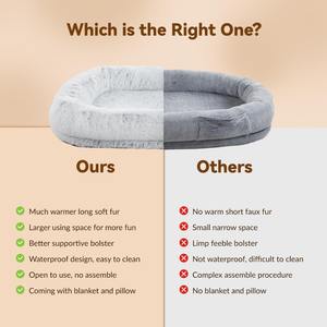 Menschliches Hunde bett, 63 ''x 31,4'' x 9,5 ''Größe für Sie und Haustiere, wasch bares Kunstpelz-Hunde bett für Menschen, die einschlafen, ortho pä disch - Product Image 4