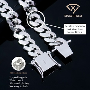 Collier chaîne cubaine simple en argent sterling 925 plaqué rhodium de style heavy metal personnalisé, bijoux hip-hop, 18 mm, pour rappeur - Product Image 6