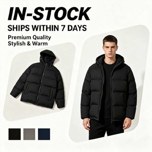 Giacca Invernale da Uomo con Cappuccio Stile Hip-hop High Street, Design Antivento, Rivestimento Tinta Unita, Direttamente dalla Fabbrica - Product Image 1