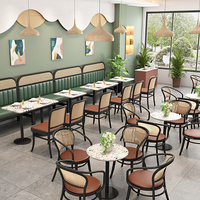 Meubles commerciaux en bois et rotin, banquette, canapé, table et chaises pour restauration, salle à manger, cantine - Vente flash
