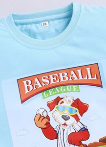 T-shirt en coton imprimé dessin animé Ligue de baseball pour enfants, col rond, décontracté, été, doux et confortable pour garçons et filles - Product Image 3