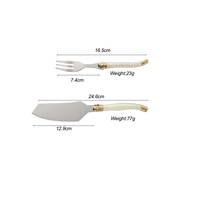 Lot de 5 fourchettes à gâteau Laguiole personnalisées avec logo, manche perlé, en acier inoxydable, coffret cadeau pour événements et fêtes