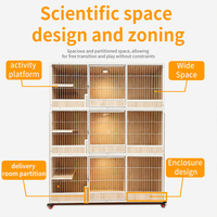 Grande cage d'élevage pour chats à trois niveaux avec design en bois écologique et imperméable pour usage domestique