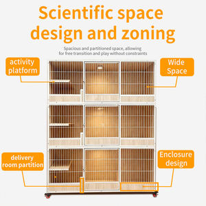 Grande <span class=keywords><strong>cage</strong></span> d'élevage pour chats à trois niveaux avec <span class=keywords><strong>design</strong></span> en bois écologique et imperméable pour usage domestique - Product Image 4