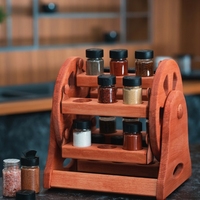 Étagère à épices en bois faite à la main, support de rangement pour herbes, organisateur de cuisine style ferme poli, décoration de Noël
