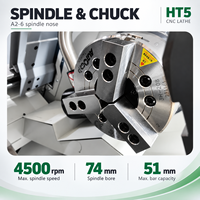 Tour CNC à banc incliné HT5, tourelle hydraulique à 12 stations, 6 broches A2, 4500 tr/min, machine de tournage de métaux avec système Fanuc