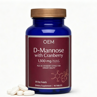 Comprimés de D-Mannose 1300mg à marque privée OEM, 90 unités, avec extrait de canneberge, approvisionnement en vrac, marque personnalisée