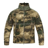 Logo personnalisé Vente en gros Hommes de grande taille Armée Motif Tactique à capuche extérieur Veste polaire solide chaude d'hiver avec fermeture éclair pour l'automne