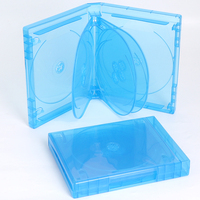 SUNSHING Lot de 25 mm Boîtier vierge transparent pour Blu-Ray et DVD, compatible avec 5, 6, 7, 8, 9, 10 disques, Boîtes de remplacement durables pour CD, DVD et jeux, bleues