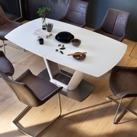 Europäisches Modernes Design Hochglanz-Esstisch Holz Ausziehbarer Maßgefertigter Esstisch