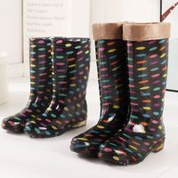Botte de pluie en PVC pour hommes chaussures imperméables tissu floral plus velours coton chaud hiver chaussures en caoutchouc en gros pour hommes