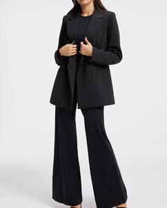 กางเกงทรงกระดิ่งสีดำสำหรับผู้หญิง,เสื้อผ้าแบบสั่งทำผ้าลินินเนื้อนิ่มเอวสูงกางเกงขาบานสีดำ - Product Image 2