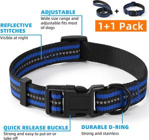 Conjunto de Correa y <span class=keywords><strong>Collar</strong></span> para Perro de Nailon Acolchado Suave, Ajustable, con Hebilla de Seguridad Resistente y Duradera, de Lujo, para Pasear - Product Image 2