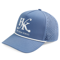 Gorra de 5 Paneles Unisex HN10 de Alta Calidad en Azul Polvoriento, con Cuerdas, Perforaciones Láser, Impermeable, de Secado Rápido, Personalizable con Bordado, para Actividades al Aire Libre