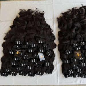 Vendeurs de cheveux vierges cambodgiens vente en gros faisceaux de cheveux alignés sur les cuticules, faisceaux de cheveux raides humains Raw Temple - Product Image 2