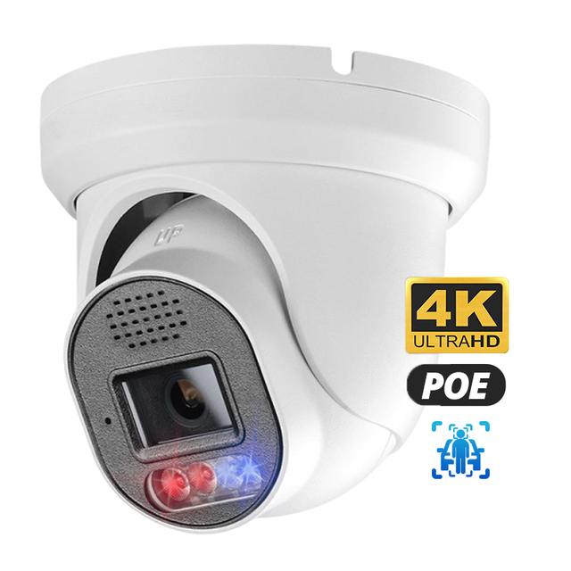 Face Recognition IP Camera with POE Two-way Audio Face Detection POE IP Camera with Alarm Siren and Flashing Lights