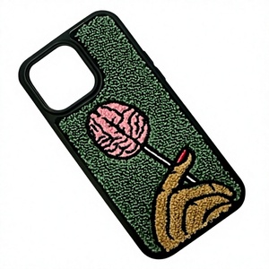 Étui de téléphone en coton brodé fait main avec perles, motif marguerite, étoile de mer, fleurs colorées, couture rectangulaire, travail d'aiguille - Product Image 4