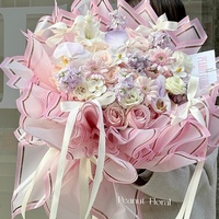 Papier d'emballage pour fleurs en OPP semi-transparent avec bordure dorée, imperméable, papier d'emballage de luxe pour bouquets, vente en gros pour fleuristes