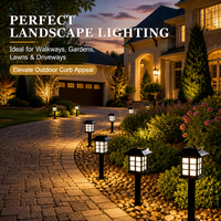 Lampe solaire LED de jardin en forme de maison, pour allée, 3000K, avec capteur de lumière, IP65, pour extérieur, jardin, pelouse, décoration