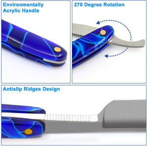Navaja de Barbero Plegable de Acero Inoxidable con Mango Personalizado con Recubrimiento de Color, Herramienta de Afeitado de Una Sola Cuchilla para Cara y Cuerpo - Product Image 2