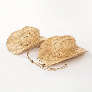 Custom Luxury Brand Multiple Size Fashion Women Men Natural Raffia Straw Western Cowboy <b>Hat</b> Summer Travel Sun <b>Hat</b> with Wind Rope - Product Image 1