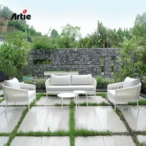 Artie Modern Terrace Furniture Weißes Rattan-Gartens ofa Luxushotel Gartenmöbel Garten-Set Outdoor-Sofa