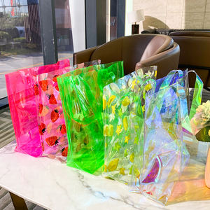 Bolsa Transparente Personalizada con Logotipo y Diseño de Durazno Rojo para Mujer - Bolsa de Compras de PVC Transparente, Bolsas de Playa de PVC Coloridas para Regalo - Product Image 6