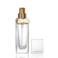 Flacon de lotion carré vide transparent de luxe pour cosmétiques, 30 ml, 40 ml, 50 ml, 120 ml, avec pompe dorée pour le maquillage