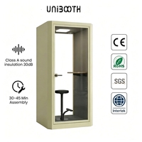 UNIBOOTH - Cabine de bureau insonorisée 30 dB, ignifuge ISO 23351, à montage rapide, pour espace de coworking et studio - Exportation mondiale