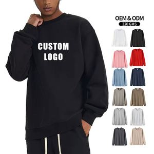 Sweat-shirt unisexe oversize en coton à col rond, coupe décontractée, manches longues, chaud pour l'automne, avec poche brodée, vente en gros - Product Image 1